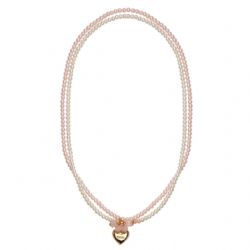 COLLIER DOUBLE ROSE/BLANC COEUR OR